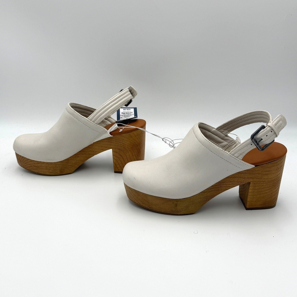 Universal Thread Watson White Platform Clogs Memory Foam Slingback Heels Size 9